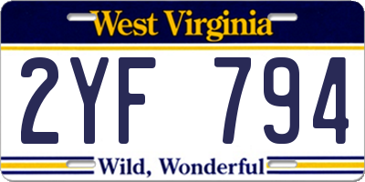 WV license plate 2YF794