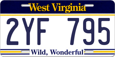 WV license plate 2YF795