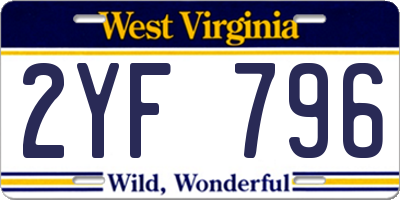 WV license plate 2YF796