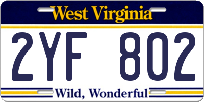 WV license plate 2YF802