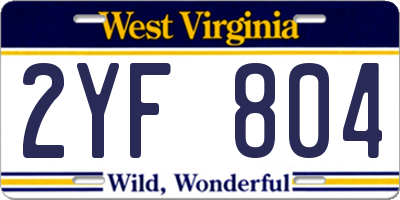 WV license plate 2YF804