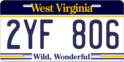 WV license plate 2YF806