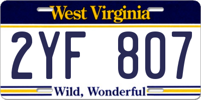 WV license plate 2YF807
