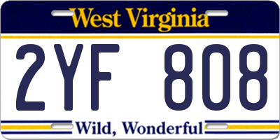 WV license plate 2YF808