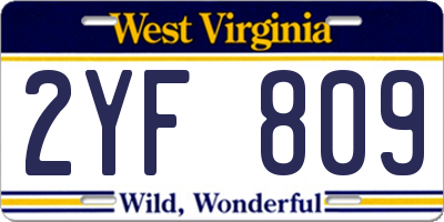 WV license plate 2YF809