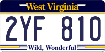 WV license plate 2YF810