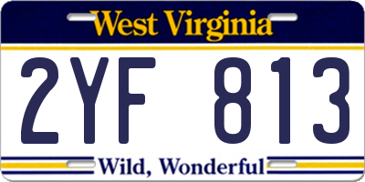WV license plate 2YF813