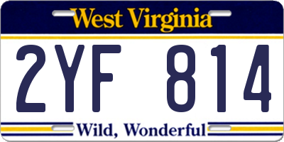 WV license plate 2YF814