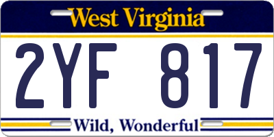 WV license plate 2YF817