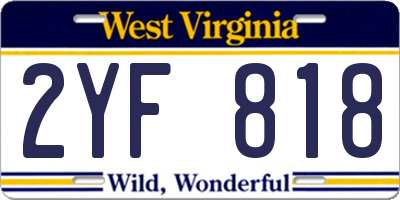 WV license plate 2YF818