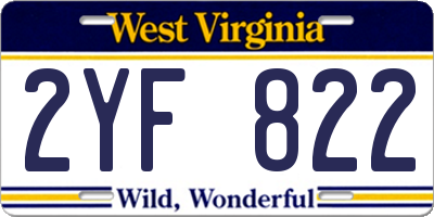 WV license plate 2YF822
