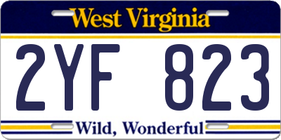 WV license plate 2YF823