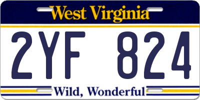 WV license plate 2YF824