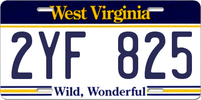 WV license plate 2YF825