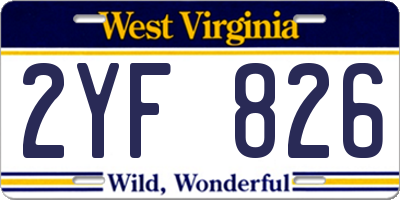 WV license plate 2YF826