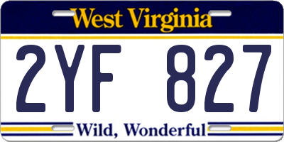 WV license plate 2YF827