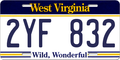 WV license plate 2YF832