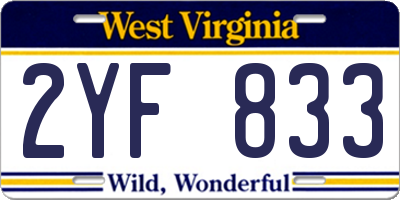 WV license plate 2YF833