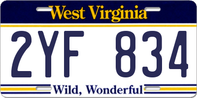 WV license plate 2YF834