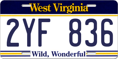WV license plate 2YF836