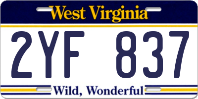 WV license plate 2YF837