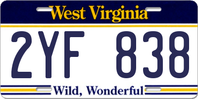 WV license plate 2YF838