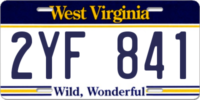 WV license plate 2YF841