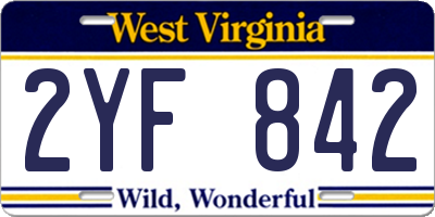 WV license plate 2YF842
