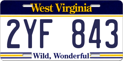WV license plate 2YF843