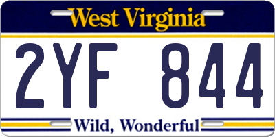 WV license plate 2YF844