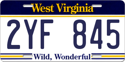 WV license plate 2YF845