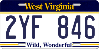 WV license plate 2YF846