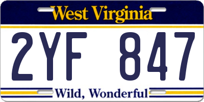WV license plate 2YF847