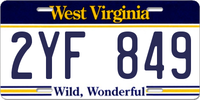 WV license plate 2YF849
