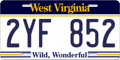 WV license plate 2YF852