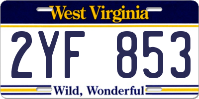 WV license plate 2YF853