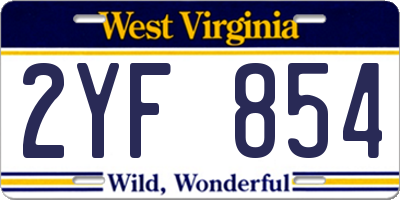 WV license plate 2YF854