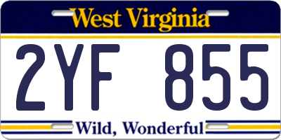 WV license plate 2YF855