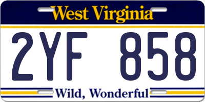 WV license plate 2YF858