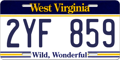 WV license plate 2YF859