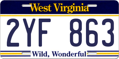 WV license plate 2YF863