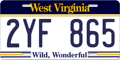 WV license plate 2YF865