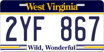 WV license plate 2YF867