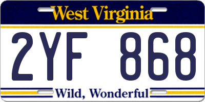 WV license plate 2YF868