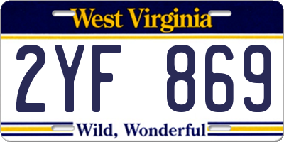 WV license plate 2YF869
