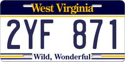 WV license plate 2YF871