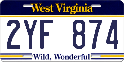 WV license plate 2YF874