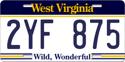WV license plate 2YF875