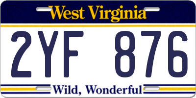 WV license plate 2YF876