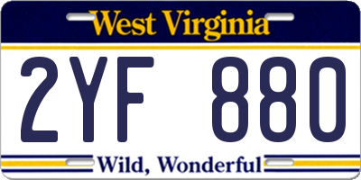WV license plate 2YF880